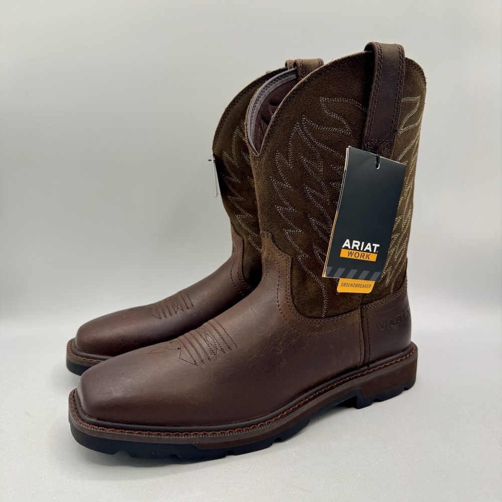 Ariat Groundbreaker Boots Men's Size 8 D Brown Leather Soft Toe